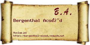Bergenthal Acsád névjegykártya